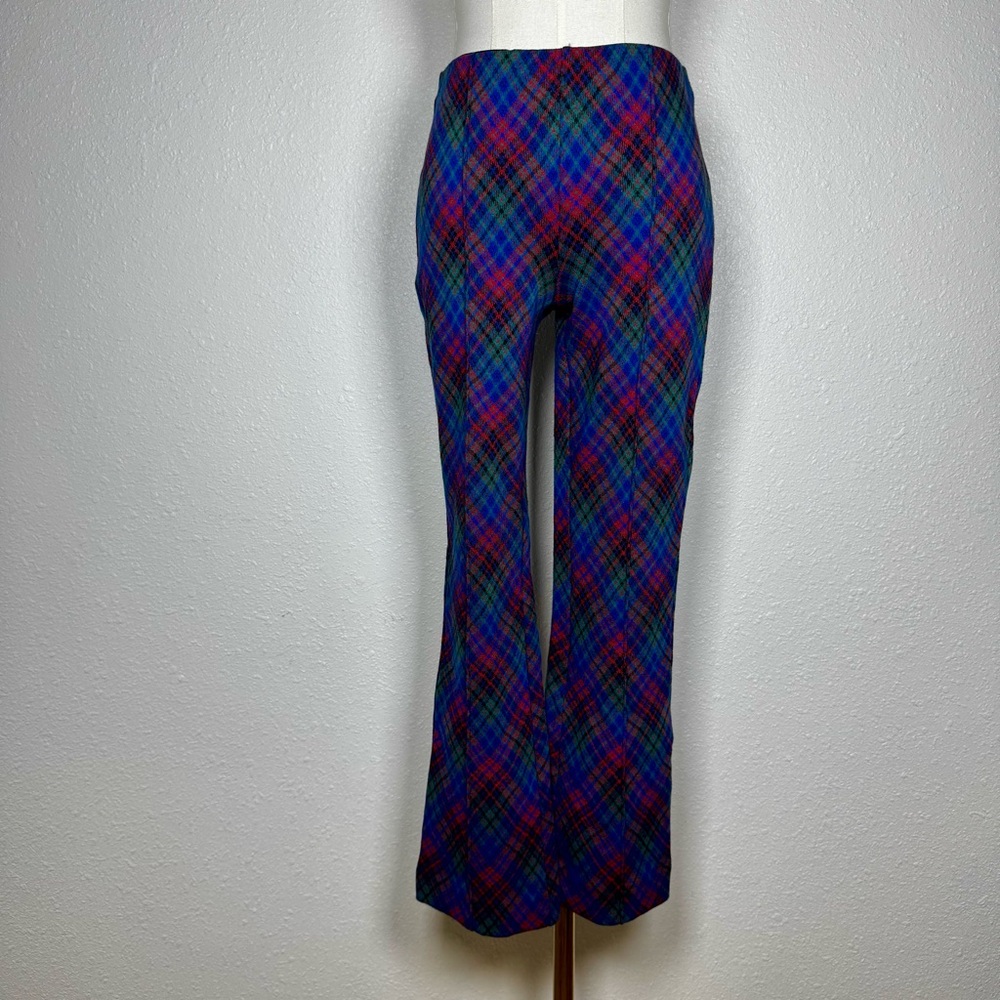 Maeve by Anthropologie Margot Plaid Kick Flare Cropped Pants dark academia XXS